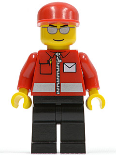 Post Office White Envelope and Stripe, Black Legs, Red Cap, Silver Sunglasses (post007)