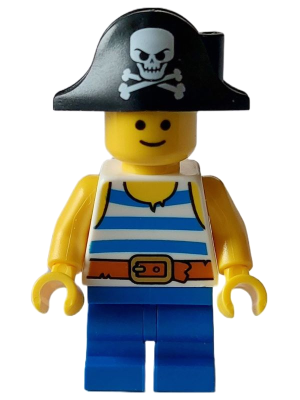 Child - Pirate Costume, White Tank Top with Blue Stripes, Blue Medium Legs, Bicorn Hat (twn450)