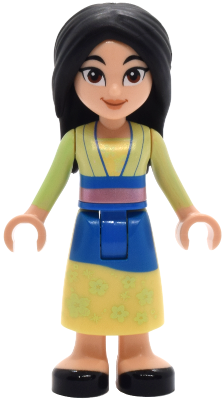 Mulan - Yellowish Green and Bright Light Yellow Robe, Black Shoes, Wide Grin with Corner Indents (dp226)