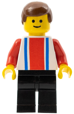 Vertical Lines Red & Blue - Red Arms - Black Legs, Brown Male Hair (ver003)