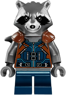 Rocket Raccoon - Dark Blue and Reddish Brown Outfit, Dark Bluish Gray Head (sh0384)