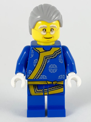 Shadow Puppeteer, Light Bluish Gray Hair, Glasses, Blue Changshan with Yellow Hem and Sash, Silver Circles Pattern (hol195)
