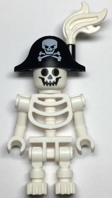 Skeleton - Standard Skull, Bent Arms Vertical Grip, Black Bicorne Hat with Skull and Crossbones, White Plume (gen135)