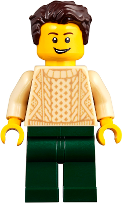 Man with Dark Brown Hair, Tan Sweater and Dark Green Legs (twn359)