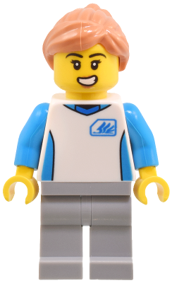Robot World Attendant - Female, White Uniform Jersey, Light Bluish Gray Legs, Nougat Hair (cty1803)