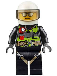 Fire - Reflective Stripes with Utility Belt and Flashlight, White Helmet, Trans-Brown Visor, Silver Sunglasses (cty0670)