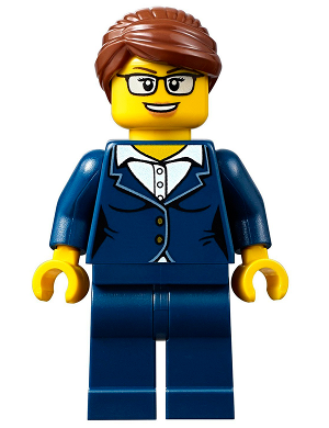 Businesswoman - Dark Blue Pants Suit, Glasses (cty0656)