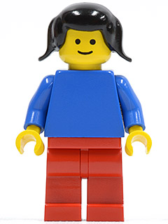 Plain Blue Torso with Blue Arms, Red Legs, Black Pigtails Hair (pln024)