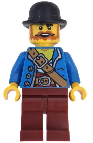 Wild West Train Bandit - Male, Blue Jacket, Dark Red Legs, Black Bowler Hat (bdp192)