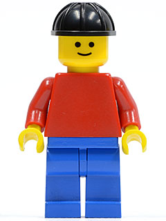Plain Red Torso with Red Arms, Blue Legs, Black Construction Helmet (pln042)