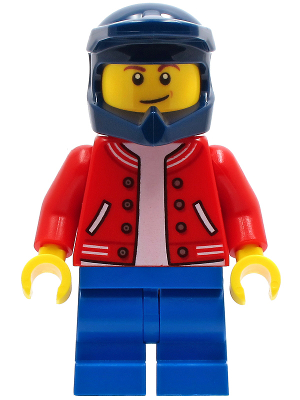 BMX Rider - Male, Red Jacket, Blue Medium Legs, Dark Blue Dirt Bike Helmet (cty1229)