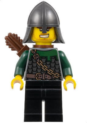 Kingdoms - Dragon Knight Scale Mail with Chain and Belt, Helmet with Neck Protector, Quiver, Bared Teeth (cas457)