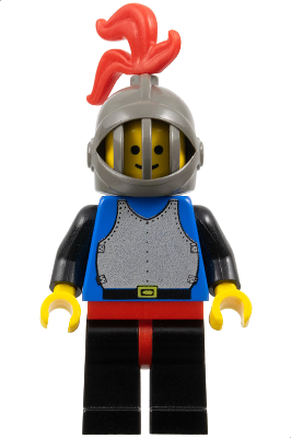 Breastplate - Blue with Black Arms, Black Legs with Red Hips, Dark Gray Grille Helmet, Red Plume, Blue Plastic Cape (cas181)