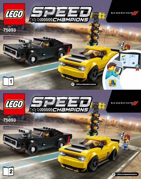 75893 2018 Dodge Challenger SRT Demon and 1970 Dodge Charger R/T (Certified) LEGO Speed Champions