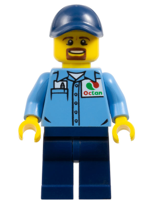 Gas Station Worker - Medium Blue Shirt with 'Octan' Logo, Dark Blue Legs and Cap (cty1119)