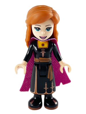 Anna - Black Dress, Magenta and Dark Purple Cape, Wide Smile (dp073)