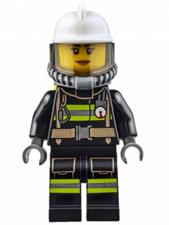 Fire - Reflective Stripes with Utility Belt, White Fire Helmet, Breathing Neck Gear with Air Tanks, Trans-Brown Visor, Nougat Lips Smile (cty0638)