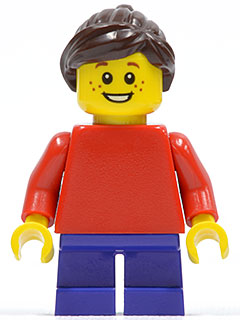 Plain Red Torso with Red Arms, Dark Purple Short Legs, Dark Brown Ponytail and Swept Sideways Fringe (hol018)