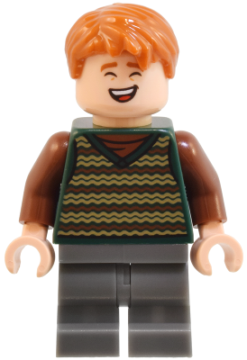 George Weasley - Dark Green Striped Sweater Vest, Dark Bluish Gray Medium Legs (hp516)