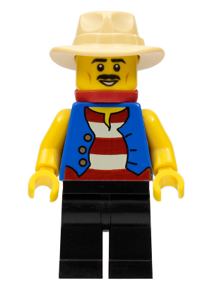 Gondolier, Red and White Striped Shirt and Blue Vest, Black Legs, Tan Fedora Hat, Red Bandana (bdp043)
