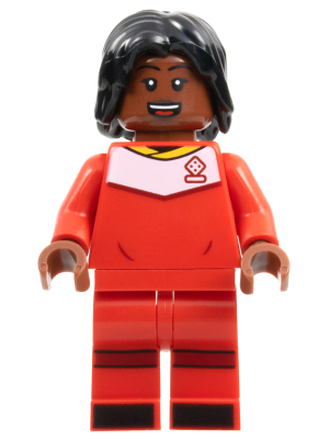 Soccer Player, Female, Red Uniform, Reddish Brown Skin, Black Hair (idea135)