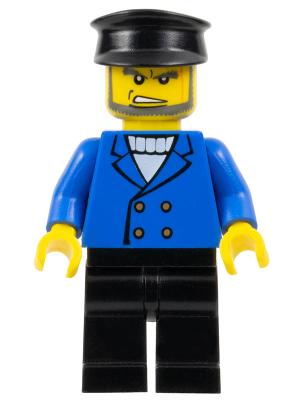 Hovercraft Pilot - Male, Blue Jacket, Black Legs, Black Police Hat, Beard (wc010)