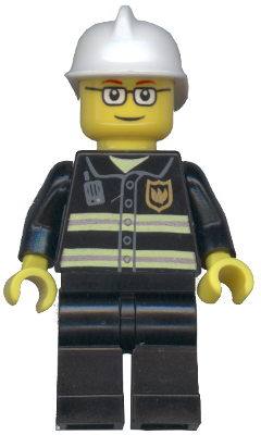 Fire - Reflective Stripes, Black Legs, White Fire Helmet, Glasses and Red Thin Eyebrows (cty0164a)