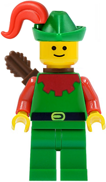 Forestman - Red, Green Hat, Red Plume, Quiver (cas323)