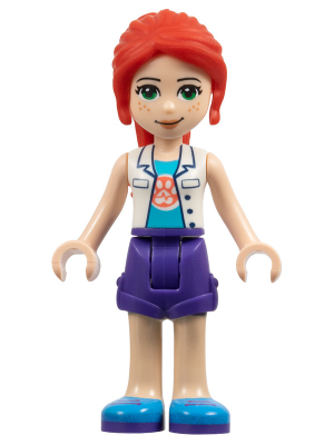Friends Mia - Dark Purple Shorts, White Top with Paw Print Undershirt (frnd0435)