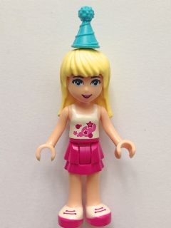 Friends Stephanie - Magenta Layered Skirt, White Top with Stars, Medium Azure Party Hat (frnd0136)