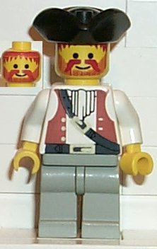 Pirate Brown Vest Ascot, Light Gray Legs, Black Pirate Triangle Hat (pi053)