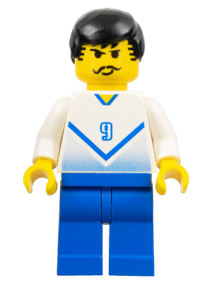 Soccer Player White & Blue Team with shirt #9 (soc083)