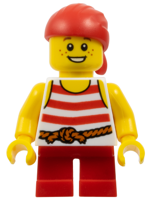 Pirate - Boy, White Tank Top with Red Stripes, Red Short Legs, Red Bandana (pi163)