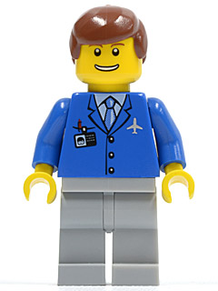 Airport - Blue 3 Button Jacket & Tie, Light Bluish Gray Legs, Reddish Brown Male Hair, Thin Grin with Teeth (air045)