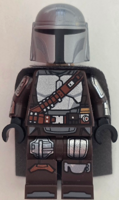 The Mandalorian / Din Djarin / 'Mando' - Silver Beskar Armor, Cape, Printed Head, Reddish Brown and Dark Silver Knee Pads (sw1528)