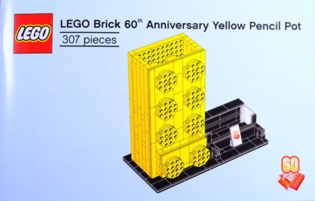 6258619 60th Anniversary Yellow Pencil Pot (Certified) LEGO Promotional