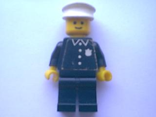 Police - Torso Sticker with 4 Buttons, Badge, and Collar, Black Legs, White Hat (cop042)