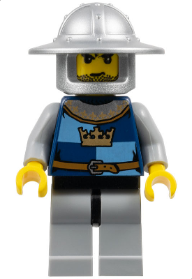 Fantasy Era - Crown Knight Quarters, Helmet with Broad Brim, Black Messy Hair and Stubble (cas418)