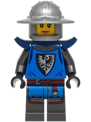 Black Falcon - Female, Pearl Dark Gray Detailed Legs, Flat Silver Helmet with Broad Brim, Dark Blue Shoulder Pads (bdp218)
