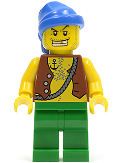 Pirate Vest and Anchor Tattoo, Green Legs, Blue Bandana, Gold Tooth (pi107)