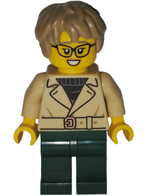 Art Factory Critic - Female, Tan Jacket Over Black Sweater, Dark Green Legs, Dark Tan Thick And Messy Hair (bdp267)