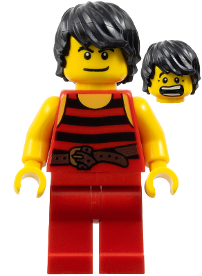 Pirate 7 - Black and Red Stripes, Red Legs, Scared, Black Crow's Feet (pi168)