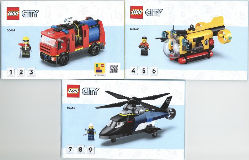 60462 Helicopter, Fire Truck & Submarine Remix (Used) LEGO City