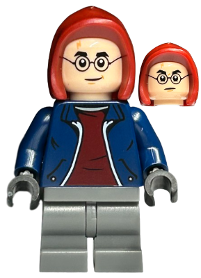 Harry Potter - Dark Blue Open Jacket over Dark Red Shirt, Dark Bluish Gray Medium Legs, Dark Red Hood (hp458)
