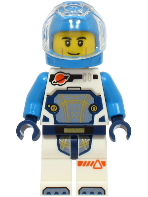 Astronaut - Male, White Spacesuit with Dark Azure Arms, Dark Azure Helmet, Trans-Clear Visor, Smirk (cty1758)