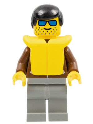 Jacket Brown - Light Gray Legs, Black Male Hair, Life Jacket (jbr012)