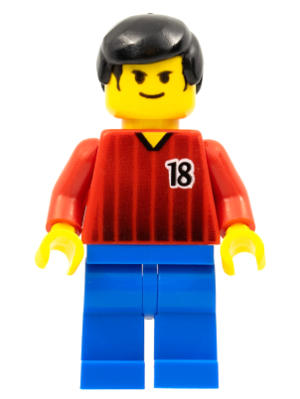 Soccer Player - Red and Blue Team with Number 18 (soc070)