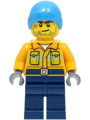 Fisherman - Bright Light Orange Jacket, Dark Azure Beanie (bdp050)