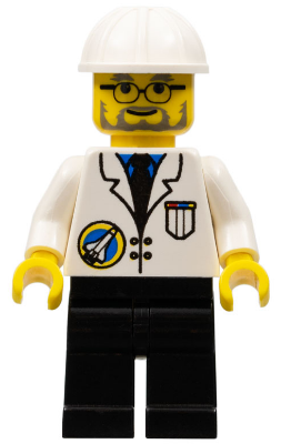Space Port - Scientist, White Construction Helmet, Black Legs (spp011)