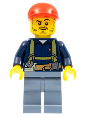 Miner - Shirt with Harness and Wrench, Sand Blue Legs, Red Short Bill Cap (cty0333)